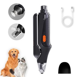 Pet nail grinder, multifunctional dog nail trimmer and cat nail trimmer kit, ultra quiet electric pet nail grinder, rechargeable, suitable for trimming small and large dogs, with a 4-hour battery life:_black