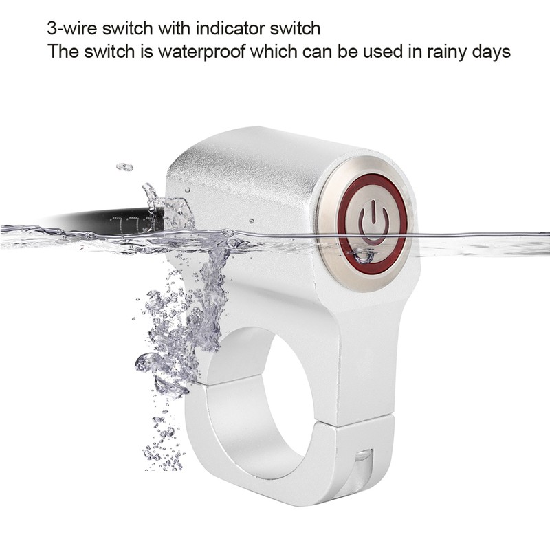 Handlebar Headlight Switch Aluminium Alloy with Red LED Indicator Light