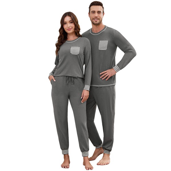 Frcdaunrs Couple Pjs Matching Sets Warm Sleepwear for His and