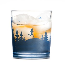 Gone For a Run Running Lowball Glass | Happy Hour Female Runner Silhouette Rocks Glass
