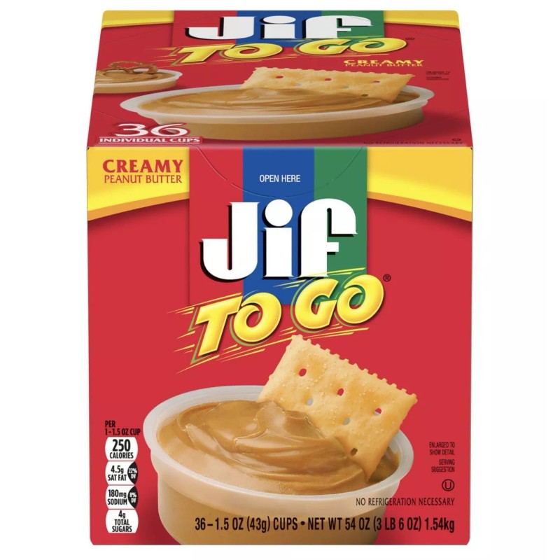 Jif Manteiga de amendoim cremosa Jif To Go 36 pacotes