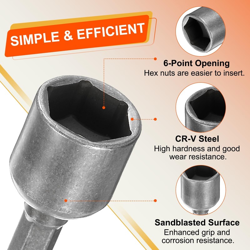 sourcing map 3pcs Hex Nut Driver Drills Bit 1/2" 6-Point