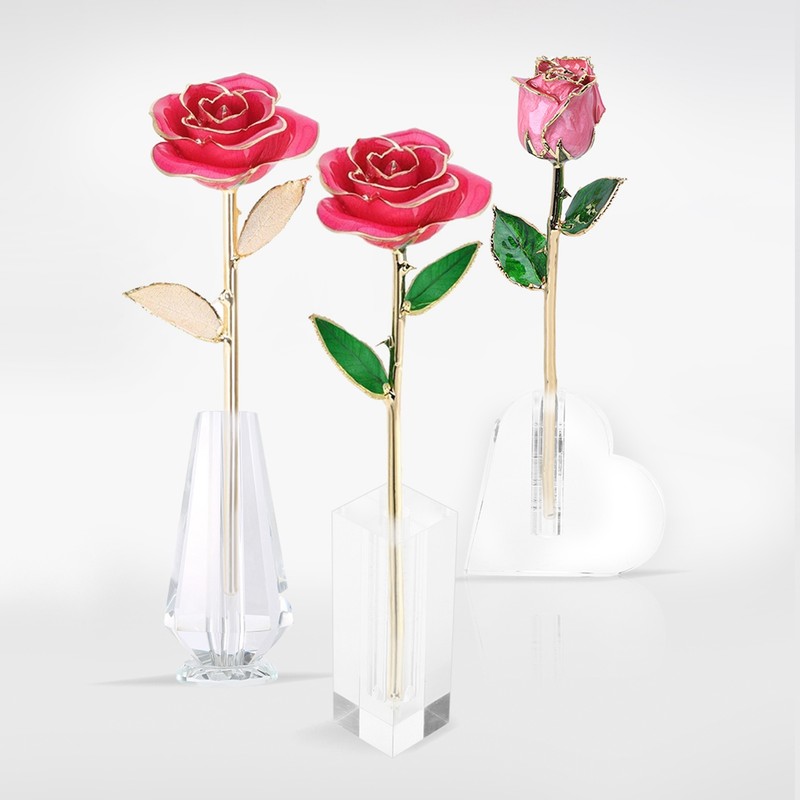 Long Stem Dipped 24k Gold Rose in Gift Box with