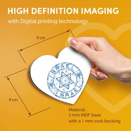 Destination Vinyl ltd Great Coasters (Set of 2) Heart - Israel Travel Stamp Flag Drink Glossy Coasters/Tabletop Protection for Any Table Type #5766