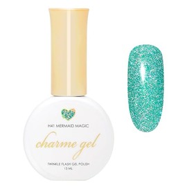 Daily Charme Charme Gel H41 Mermaid Magic Rainbow Holographic Twinkle, Holographic Diamond Reflective Soak Off UV Led Gel Nail Polish, Home DIY/Nail Salon Manicure (Aquamarine)