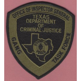 Embroidered Patch -Texas Department of Criminal Justice Gang Task Force Shoulder Subdued
