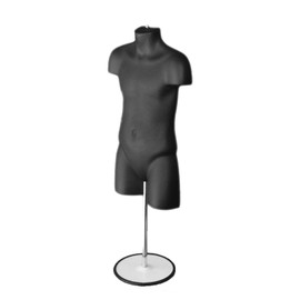 DisplayTown Black Child Mannequin Torso, Dress Form Hollow Back Child Body, with Metal Stand for Counter Top or Hanging, Easy to Assemble, Size 5T-7
