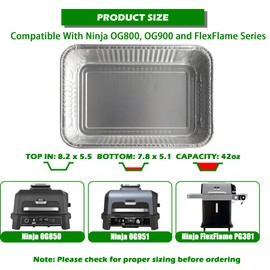 KEESHA 15 Pack OG951 Drip Pan Liners for Ninja OG800, OG900 Series, Premium Thicker Aluminum Foil Pan, 6418 Disposable Grease Tray Liners for Ninja OG850, OG951 and PG301