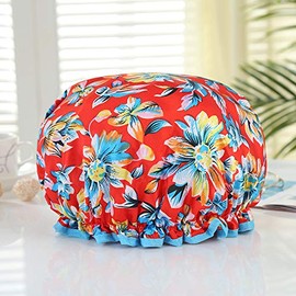 Hair Bonnet for Sleeping Night Sleep Cap Shower Bath Cap for Women Girls Hair Care Sleeping Head Cover Elastic Hat Hair Bonnet Caps, Red Flower