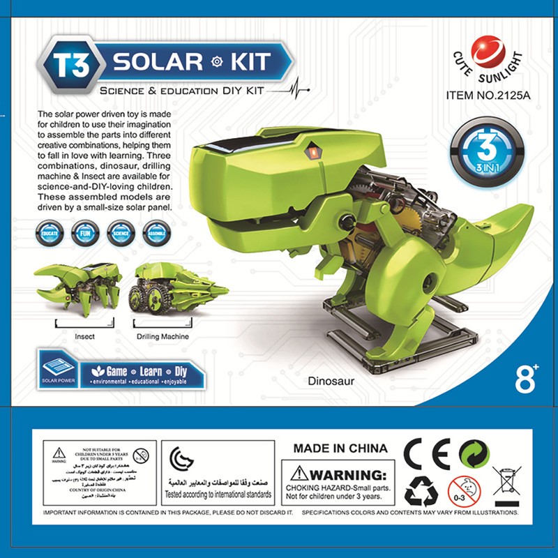 3 in 1 Educational Solar Dinosaurs Robot Building Kit DIY