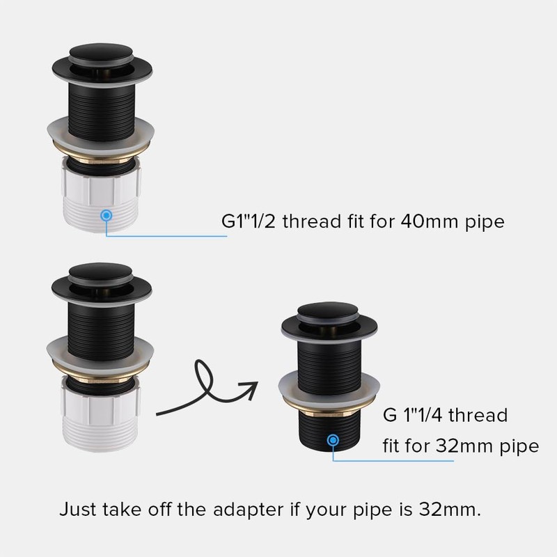 Decaura 32mm No-Overflow Bathroom Basin Push Pop Up Plug Waste