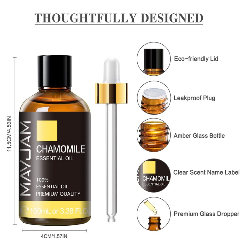 MAYJAM Essential Oil, Chamomile 3.38 fl oz (100 ml) Aroma