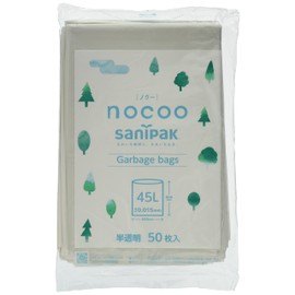 Nippon Sanipack CN45 Trash Bags, Polybags, Nocoo Translucent, 10.2 gal (45 L), 50 Pieces, Garbage Bags