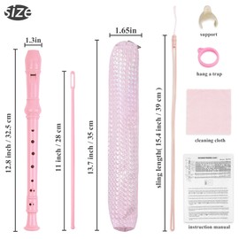 Jasenna Recorder Instrument for Beginner Adults,8-Hole Soprano Descant Recorder Music Flute with with Cleaning Rod & Leather Case For Home Entertainment(2-Flash Woven Pink)