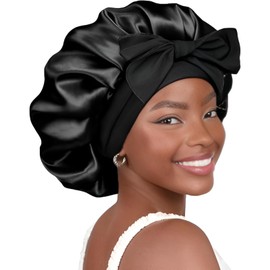 Suytvenxau Satin Bonnet - Cool Breathable Single Layer Silk Bonnet for Sleeping Women - Hair Night Cap Scarf Wrap for Curly Hair with Adjustable Tie Band