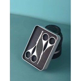 Juego combinado de tijeras para el pelo de nariz y tijeras para cejas: adecuado para recortar el pelo de la nariz, recortar cejas, recortar pestañas, recortar barba (unisex).