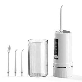 Water Flossers for Teeth - 4 Jets 3 Modes Portable Cordless Water Flosser for Teeth Cleaner, IPX7 Waterproof Oral Irrigator Rechargeable for Travel Home,Gums, Braces Care (White)
