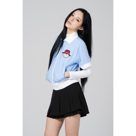 Women's Golf Windbreaker Short Sleeve Zip Up Striped Anorak Women's Golf Wear / 여성 골프 바람막이 반팔 집업 스트라이프 아노락 여자 골프웨어