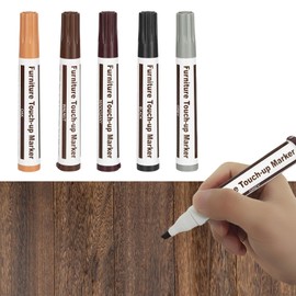 Furniture Marker Repair Kit, Wooden Furniture Repair Kit, Wood Scratch Repair Marker, Felt Pen, Repair Set for Parquet, Furniture Repair Set, 5 Pieces