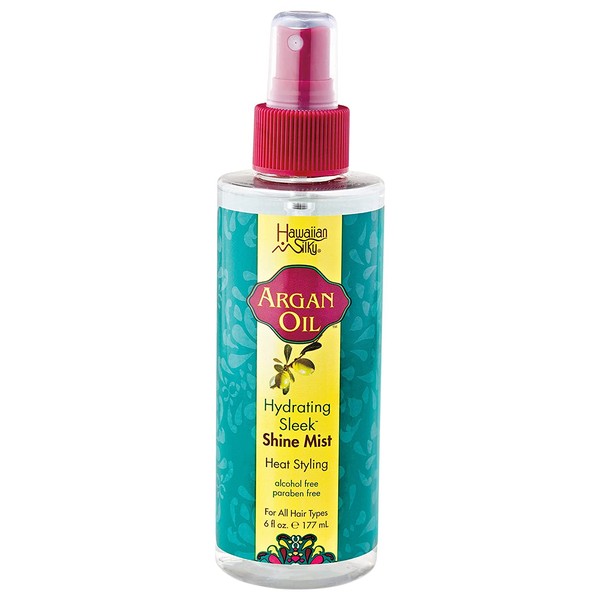 Hawaiian Silky Argan Oil Hydrating Sleek Oil Shine Mist - Paraben-Free & Alcohol-Free, for all Hair Types Men & Women, Safe for Color Treated Scalp 6 oz