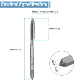 sourcing map 10 Set Metric Hand Taps, M3 x 0.5 H2 Thread Taper + Bottom Tap, 9CrSi Alloy Tool Steel Screw Threading Milling Tapping Tool Kit
