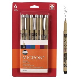 Sakura Pigma 30063 Micron Blister Card Ink Pen Set, Ass't Colors, 01 6CT Set