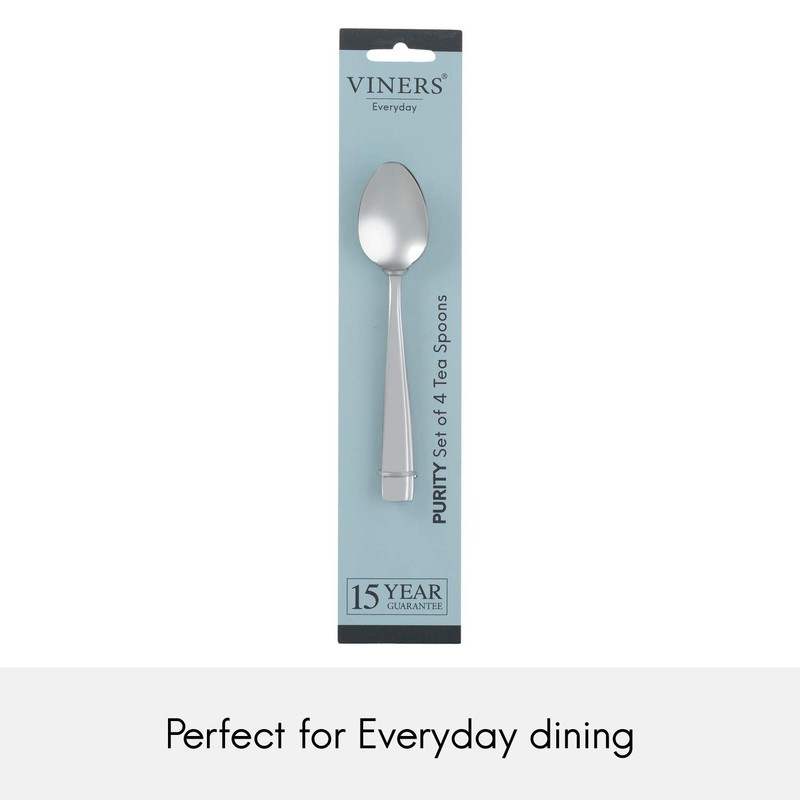 Viners Everyday Purity 18/0 4pce Tea Spoon, Stainless Steel, Teaspoon