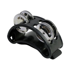 Atelierate Powerful Sound Foot Tambourine Adjustable Foot Tambourines with Musical Instrument for Performance Singing Black