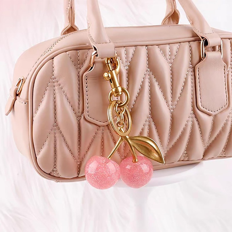 Llavero de cerezo, accesorio para cartera, regalo para mujer
