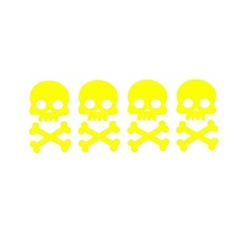 STICKER DAD Skull and Crossbones V1 (4 Pack) Vinyl Decal by StickerDad® - Size: 2", Color: Reflective Yellow - Windows, Walls, Bumpers, Laptop, Lockers, etc.