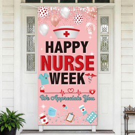 YVAINE Happy Nurses Week Door Cover Banner Nurse Appreciation Week Decoration Thank You Nurses Backdrop Happy National Nurses Week Door Cover Banner 2026 Nurse Day Party Supplies,70.9×35 Inch