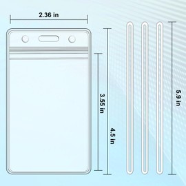 50 Pack Clear Plastic Luggage Bag Tag Holder Badge Label Tag Holder with 50 Pack Luggage Loops Straps for Office Business Travel Supplies