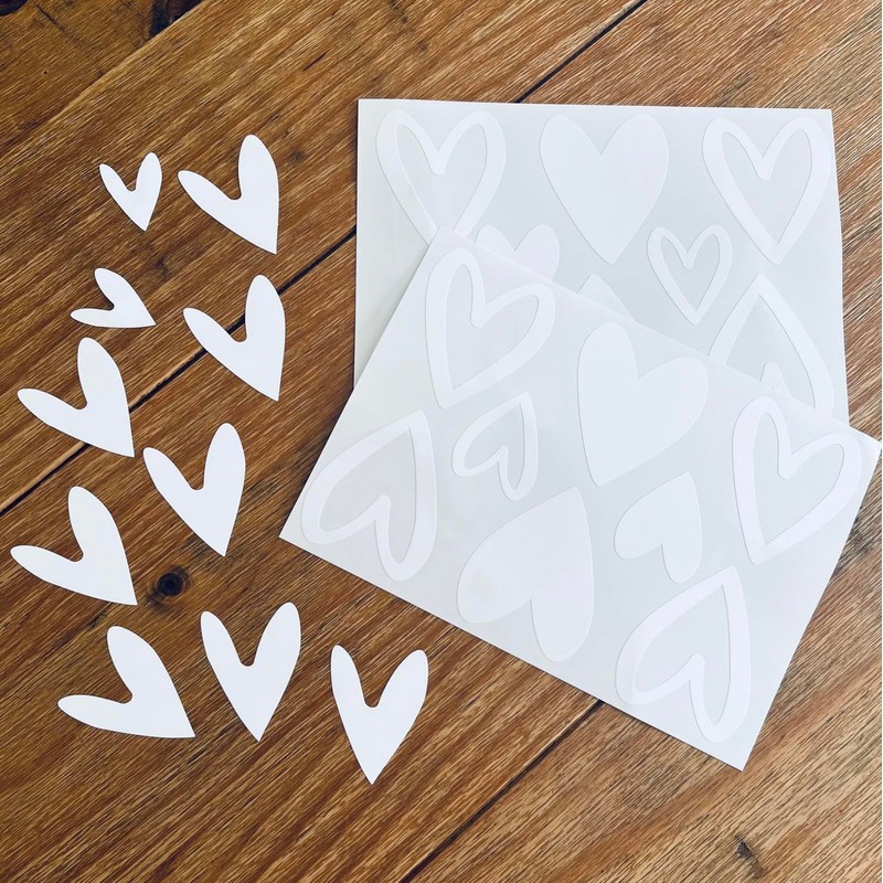26 Valentines Hearts - Window Vinyl Static Cling decals -