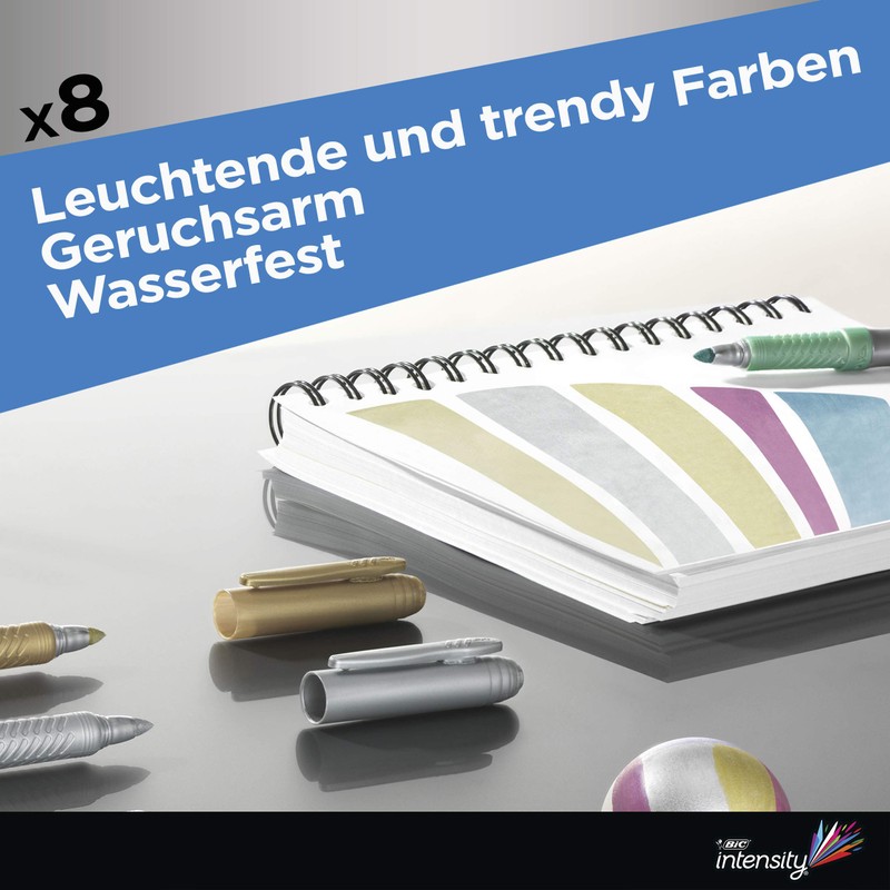 BIC Intensity Marker Pens in 8 Assorted Metallic Colours Line