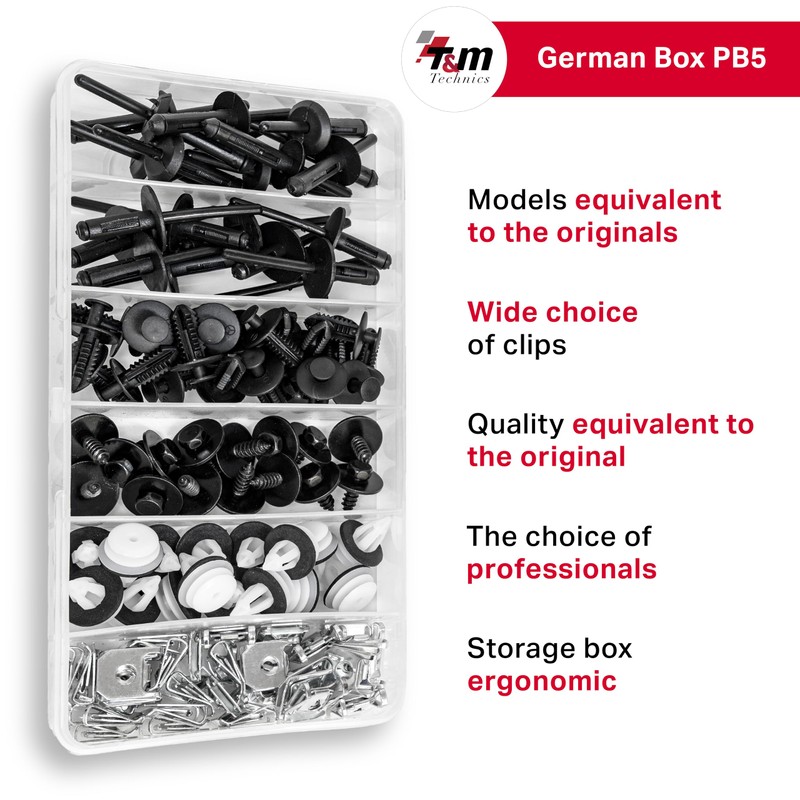 T&M TECHNICS® Box of 100 Universal Fasteners, Clips, Clips and
