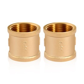 Brass Sleeve 1 Inch, Pack of 2 Double Nipple 1 Inch Female / Female Female Socket Brass, Female Thread Brass Connector Adapter Double Sleeve Connection Nipple 1 Inch Connector for Pipe Connection