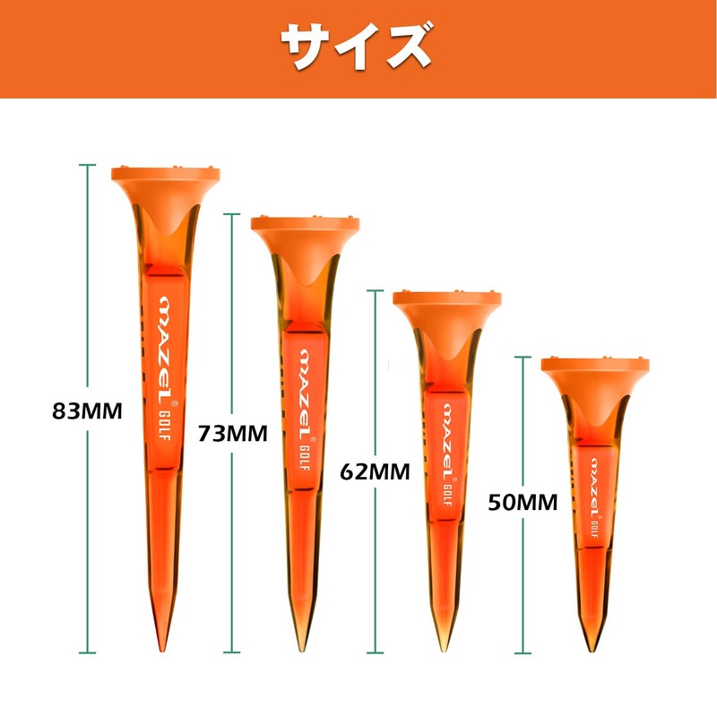 MAZEL Clear Plastic Golf Tees for Extra Distance and Heavy