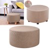Baoblaze Ottoman Slipcovers Round Footrest Footstool Covers Stretch Storage Ottoman
