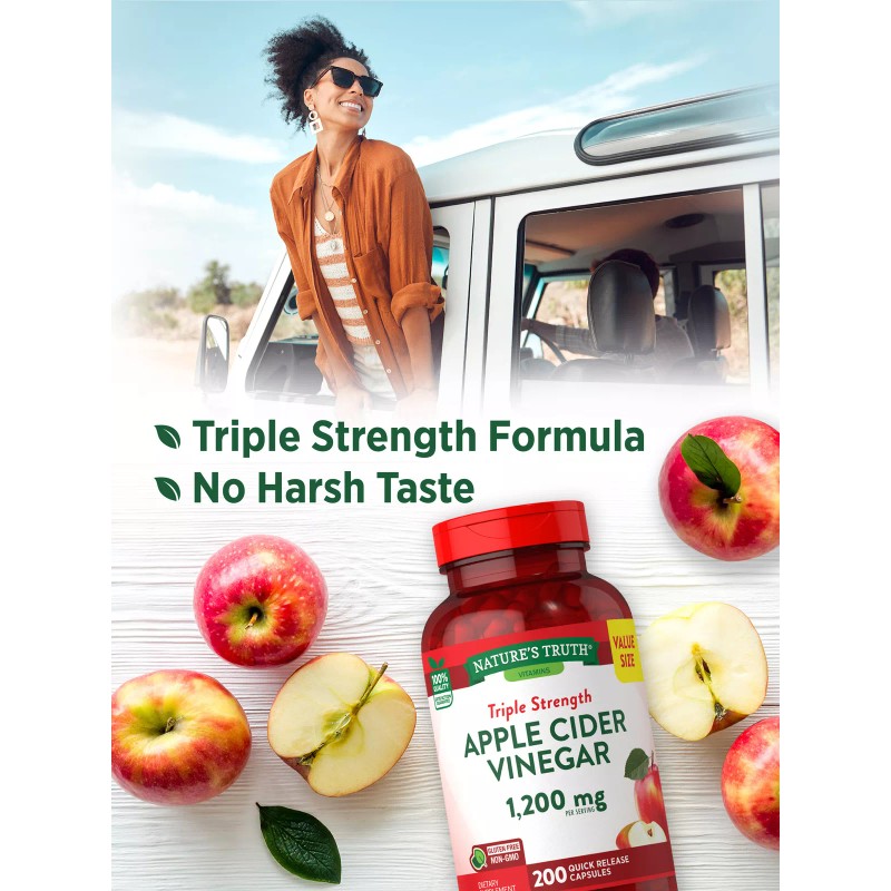 Nature's Truth Apple Cider Vinegar Capsules 1200mg | 200 Pills