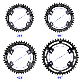 DECKAS Round Chainring 110BCD 4-Bolt 36T 38T 40T 42T 44T 46T 48T 50T 52T Narrow Wide Chainring for 7/8/9/10/11/12 - Speed (Black 36T)