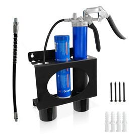 Wharves Grease Gun Holder - Wall Mount Grease Gun Rack - Mounted Storage Organizer for Grease Gun Accessories - 12” Hose Included