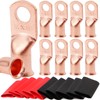 TKDMR 10pcs 1/0 AWG-3/8 Battery Lugs,Heavy Duty Wire Lugs,Ring Terminals,Battery