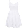 FANCYINN Women White Casual Tiered Mini Dresses Spaghetti Strap V