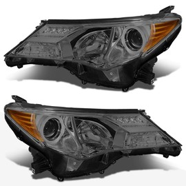 PM PERFORMOTOR 2Pcs Projector Headlights Assembly Compatible with Rav4 13-15 | Headlamps with Smoked Lens Amber Corner
