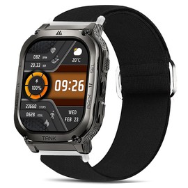 Blueshaweu for 22mm Stretch Elastics Nylon Adjustable Replacement Strap Accessories Compatible with KOSPET TANK M3,M3,TANK M3 ULTRA,TANK T3,TANK T3 ULTRA,TANK T2,TANK M2 Smart Watch (Black)