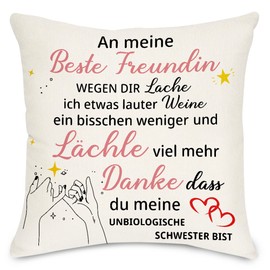 Lightzz Gifts for Boyfriend, Inspiration Bestie Gifts, 45 x 45 cm Cushion Cover with Pockets, Gift for Best Friends, Girls, Bestie