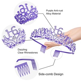 CIEHER Purple Sweet 16 Birthday Decorations - Sweet 16 Sash + 16th Birthday Crown, Party Decorations, Gifts for Girls