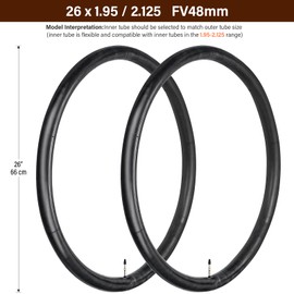 EIIEHX 2-Pack 26 27.5 29 x 1.75-2.125 Bicycle Inner Tubes, 48MM French Valve with Metal Pry Bar and Wheel Protector Strip (29 * 1.95-2.15)