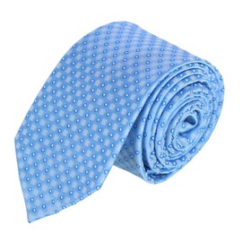 Trafalgar Men's Ewing Square and Polka Dot Business Silk Necktie, Light Blue