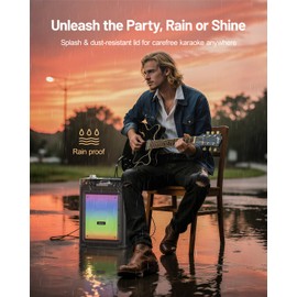 Metfut Professional Karaoke Machine for Adults with Bluetooth 5.3, 2 Wireless Mics, Portable Wooden Speaker PA System with Bass/Treble Adjustment for Backyard, Home Parties and Camping-Blue